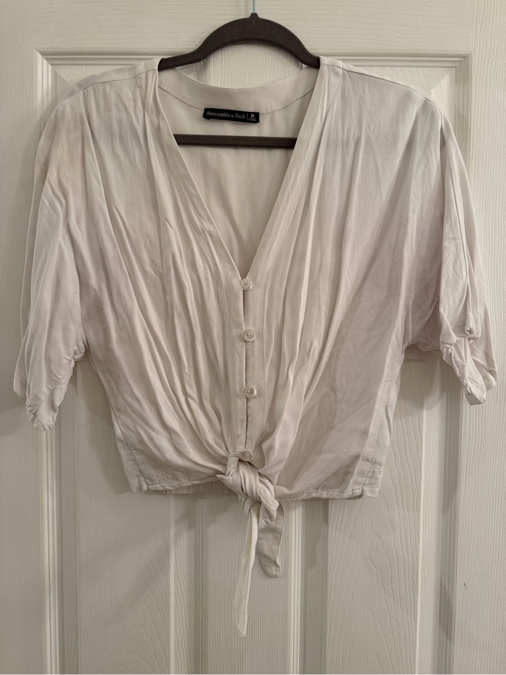 Abercrombie & Fitch Women's White Tie-Front Blouse